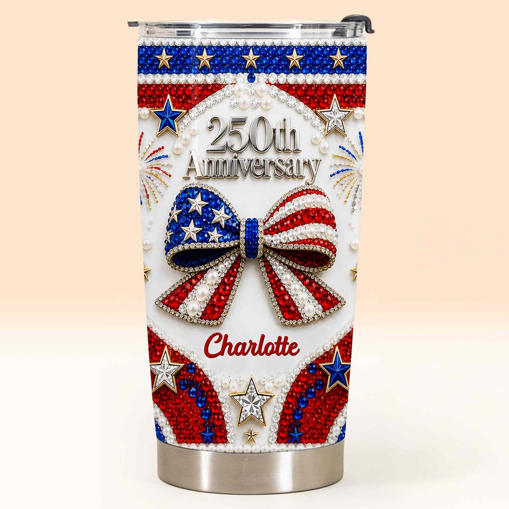 Personalized Stainless Steel Tumbler Custom Name Patriotic 4th of July Gift - 20oz 30oz