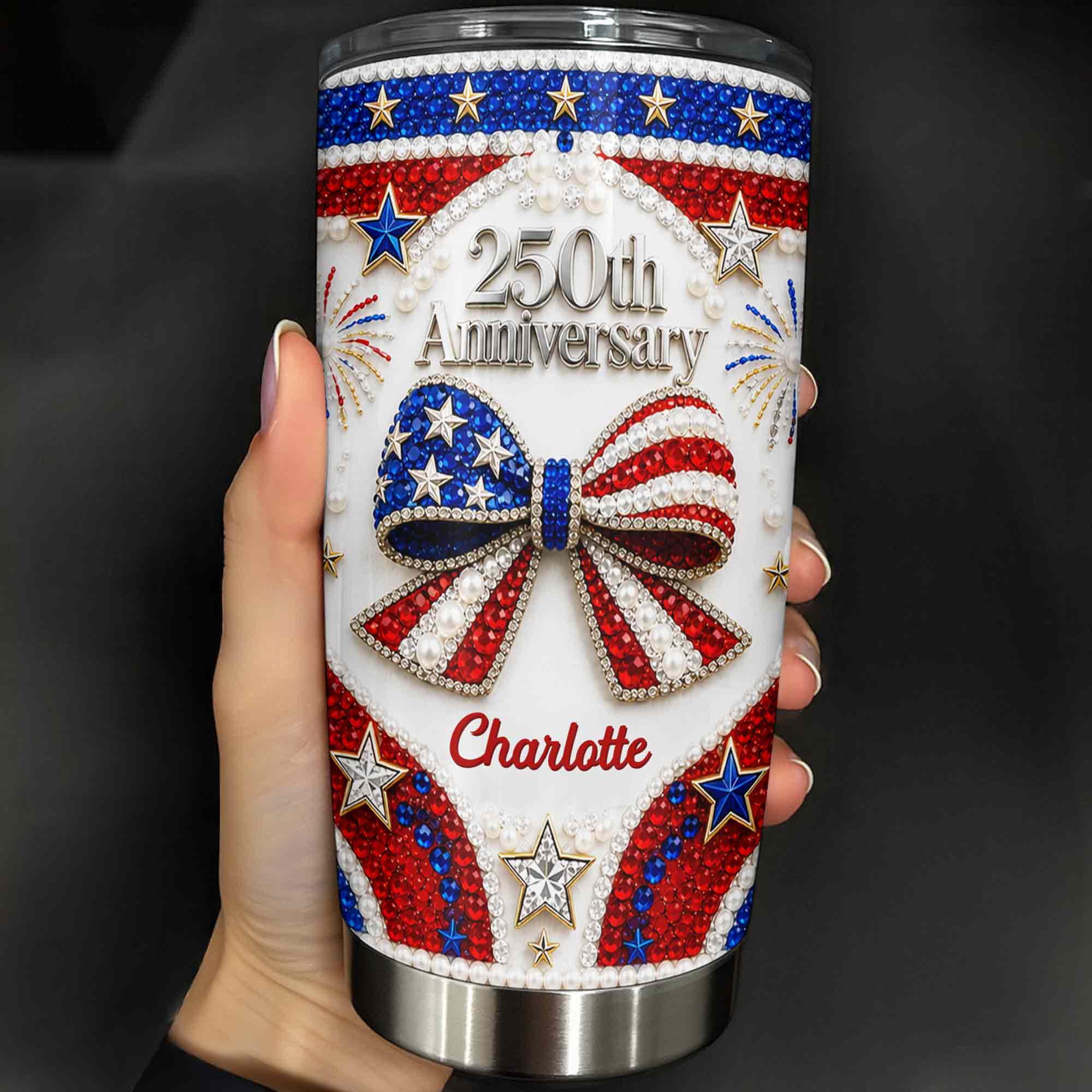 Personalized Stainless Steel Tumbler Custom Name Patriotic 4th of July Gift - 20oz 30oz