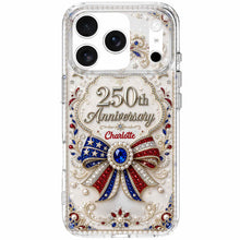 Load image into Gallery viewer, Personalized Clear Phone Case USA Flag 3D Rhinestone Gift for Mom
