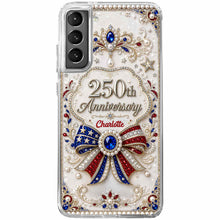 Load image into Gallery viewer, Personalized Clear Phone Case USA Flag 3D Rhinestone Gift for Mom
