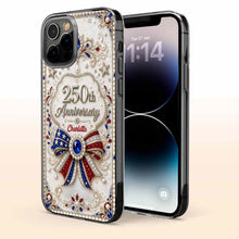 Load image into Gallery viewer, Personalized Clear Phone Case USA Flag 3D Rhinestone Gift for Mom
