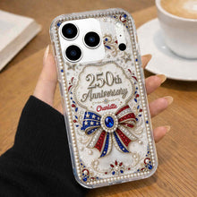 Load image into Gallery viewer, Personalized Clear Phone Case USA Flag 3D Rhinestone Gift for Mom
