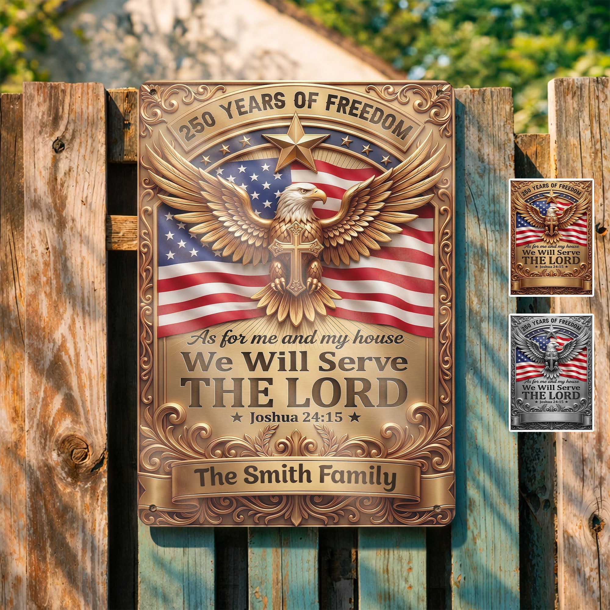 Personalized Metal Sign with Eagle Cross Custom Name Gift for Dad