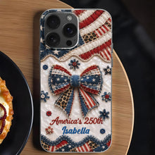 Load image into Gallery viewer, Personalized Clear Phone Case with American Flag &amp; Leopard Print Gift for 4th of July
