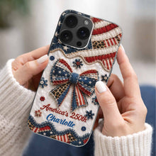 Load image into Gallery viewer, Personalized Clear Phone Case with American Flag &amp; Leopard Print Gift for 4th of July
