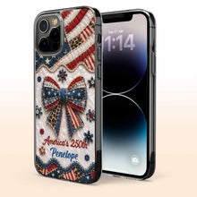 Load image into Gallery viewer, Personalized Clear Phone Case with American Flag &amp; Leopard Print Gift for 4th of July
