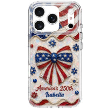 Load image into Gallery viewer, Personalized Clear Phone Case with American Flag Flowers Gift for Independence Day
