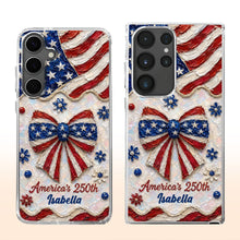 Load image into Gallery viewer, Personalized Clear Phone Case with American Flag Flowers Gift for Independence Day
