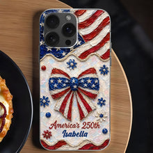Load image into Gallery viewer, Personalized Clear Phone Case with American Flag Flowers Gift for Independence Day
