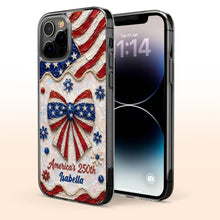 Load image into Gallery viewer, Personalized Clear Phone Case with American Flag Flowers Gift for Independence Day
