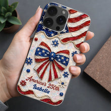 Load image into Gallery viewer, Personalized Clear Phone Case with American Flag Flowers Gift for Independence Day
