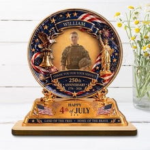 Load image into Gallery viewer, Personalized 2-Layer Wood Plaque Custom Eagle Flag Gift - 4th of July
