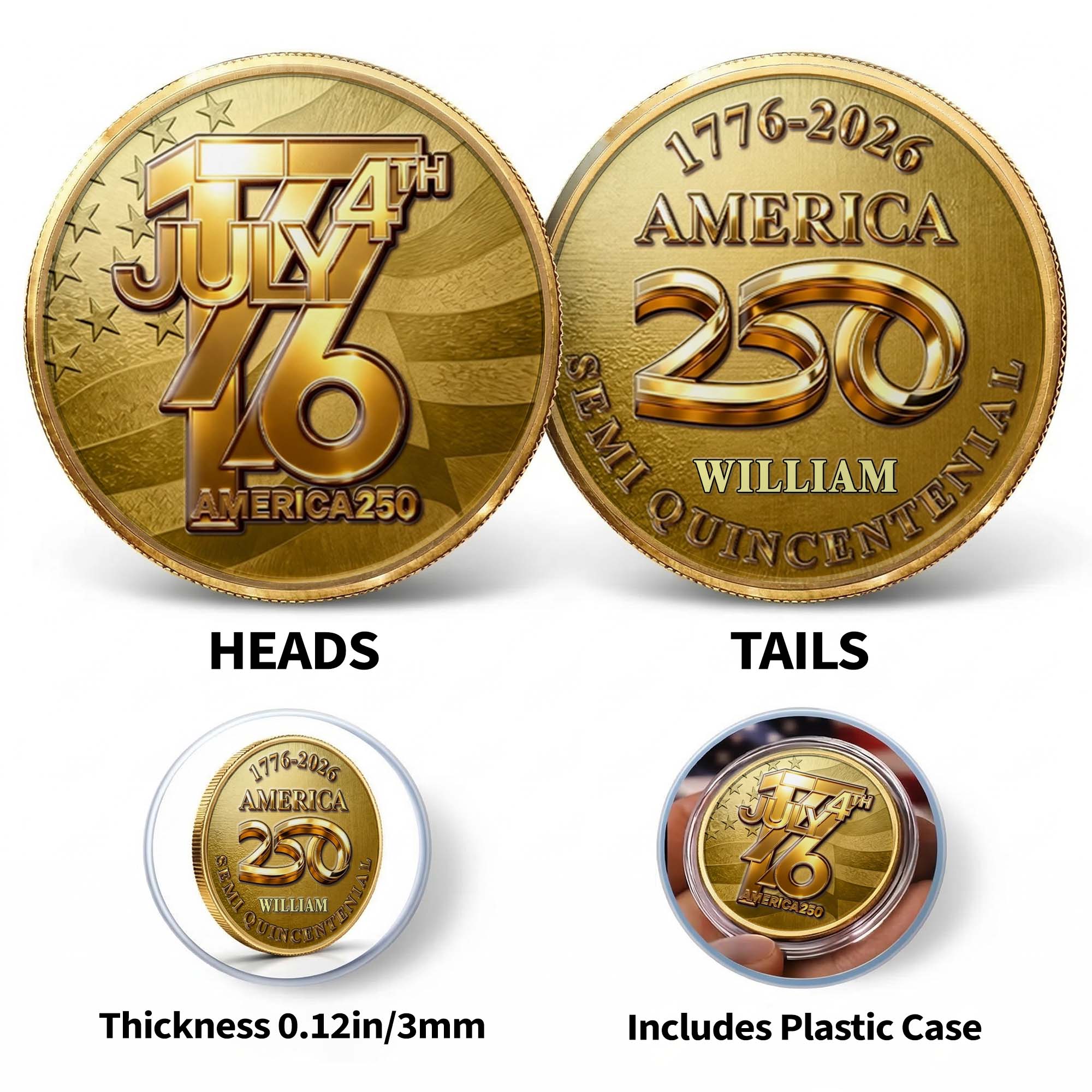 Personalized Commemorative Coin Custom Name 4th of July Gift for Family