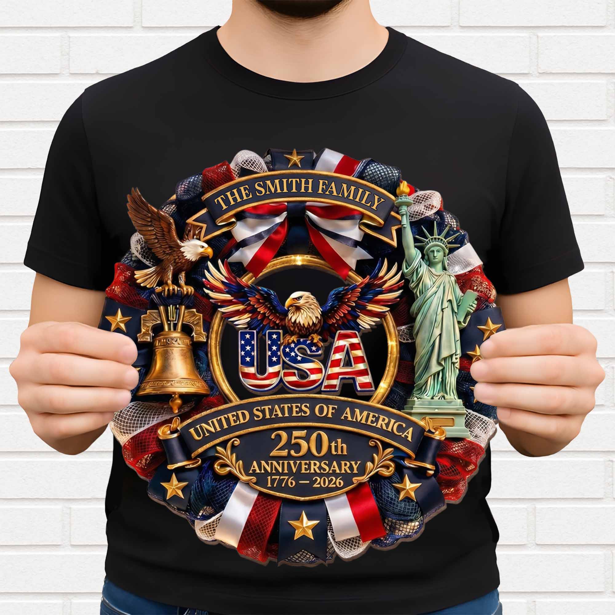 Personalized Custom Shaped Wood Sign USA 250th Anniversary Gift