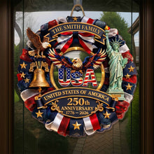 Load image into Gallery viewer, Personalized Custom Shaped Wood Sign USA 250th Anniversary Gift
