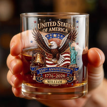 Load image into Gallery viewer, Personalized Custom Whiskey Glass American Flag Gift for Dad
