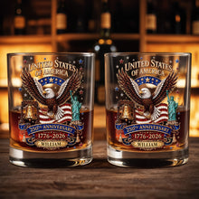 Load image into Gallery viewer, Personalized Custom Whiskey Glass American Flag Gift for Dad
