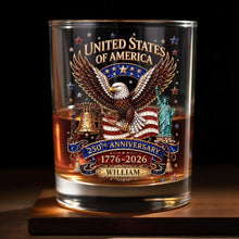 Load image into Gallery viewer, Personalized Custom Whiskey Glass American Flag Gift for Dad
