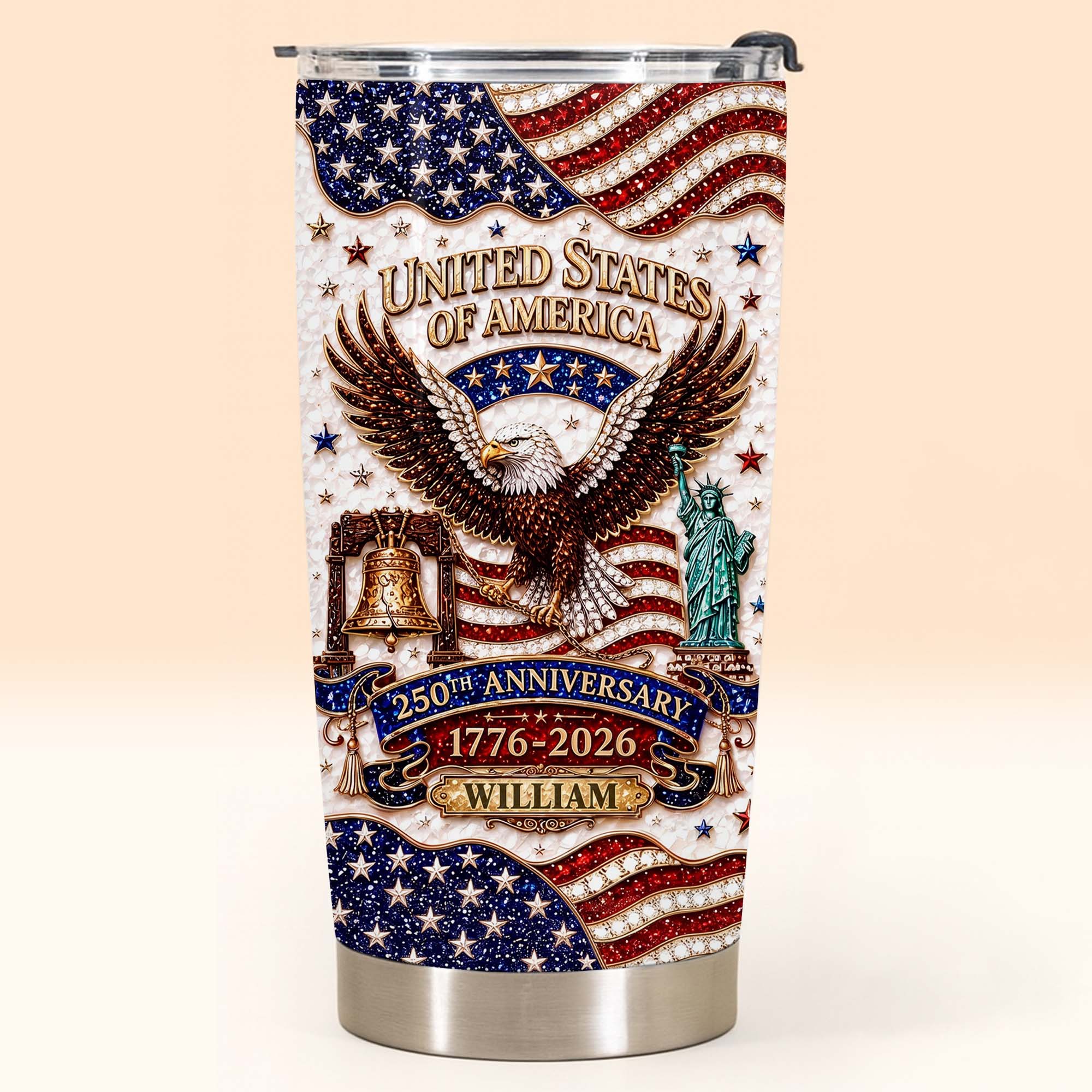 Personalized 20oz Stainless Steel Tumbler USA Flag Gift for Dad