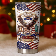 Load image into Gallery viewer, Personalized 20oz Stainless Steel Tumbler USA Flag Gift for Dad
