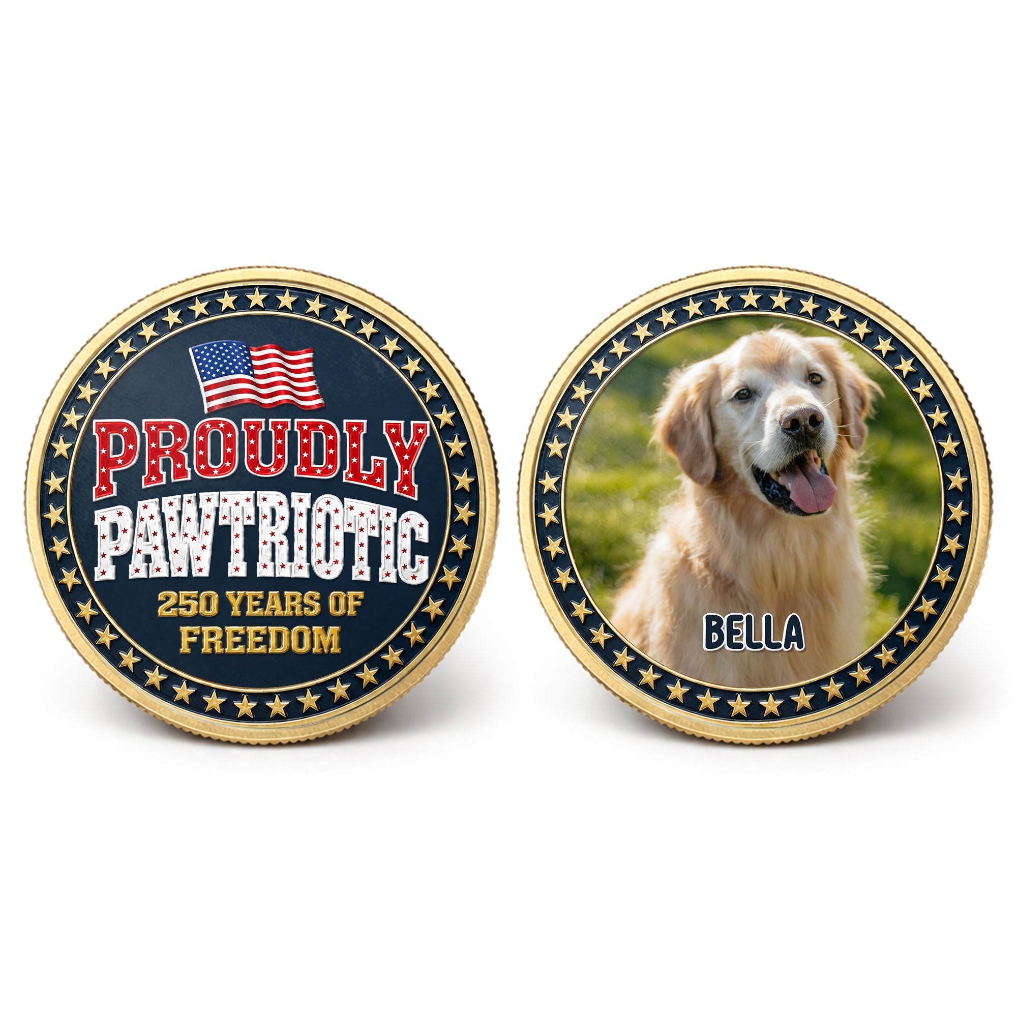 Custom Dog Photo Commemorative Coin for Dog Lovers | 4th of July Gift