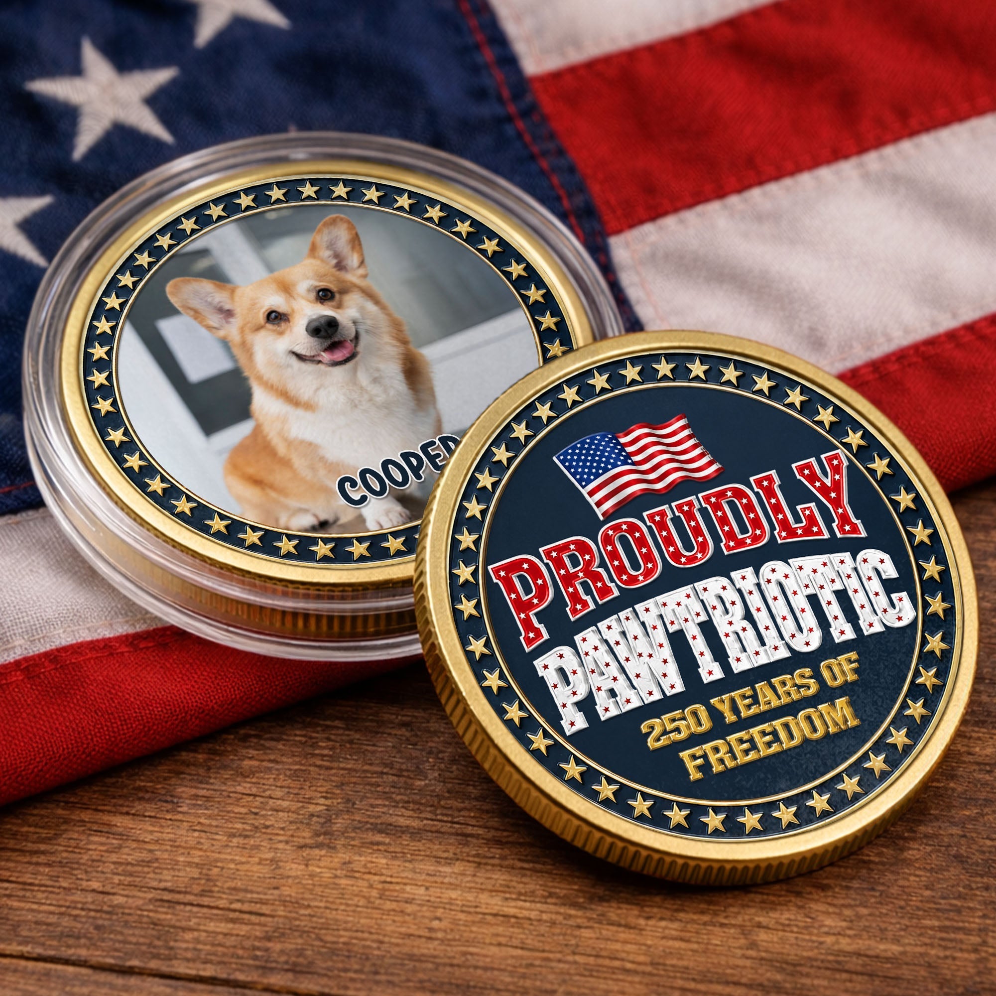 Custom Dog Photo Commemorative Coin for Dog Lovers | 4th of July Gift