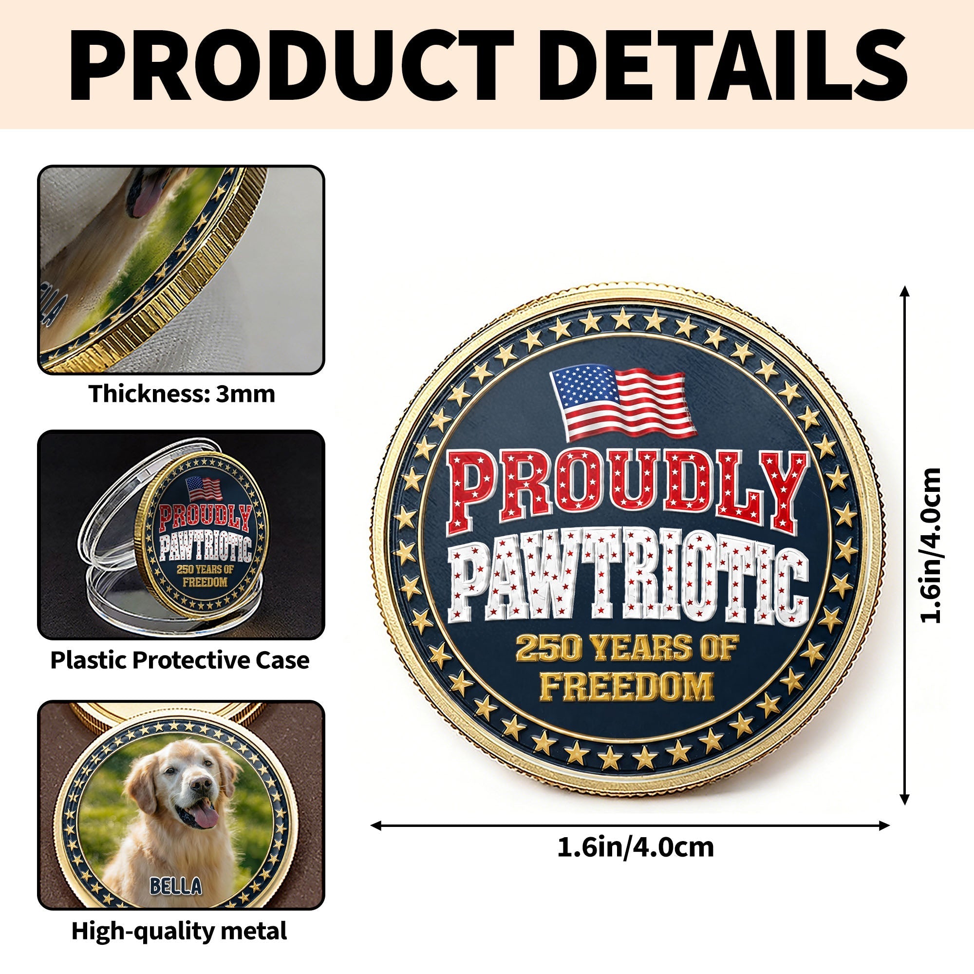 Custom Dog Photo Commemorative Coin for Dog Lovers | 4th of July Gift