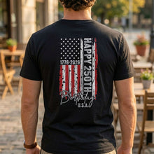 Load image into Gallery viewer, Personalized American Flag Heart T-Shirt Custom Design Gift
