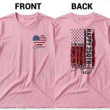 Load image into Gallery viewer, Personalized 250th Birthday USA Flag T-Shirt Custom Gift

