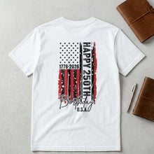 Load image into Gallery viewer, Personalized 250th Birthday USA Flag T-Shirt Custom Gift
