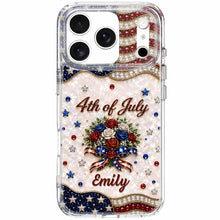 Load image into Gallery viewer, Personalized 4th of July Clear Phone Case with Name - Patriotic Flowers Gift
