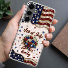 Load image into Gallery viewer, Personalized 4th of July Clear Phone Case with Name - Patriotic Flowers Gift

