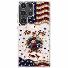 Load image into Gallery viewer, Personalized 4th of July Clear Phone Case with Name - Patriotic Flowers Gift
