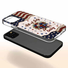 Load image into Gallery viewer, Personalized 4th of July Clear Phone Case with Name - Patriotic Flowers Gift
