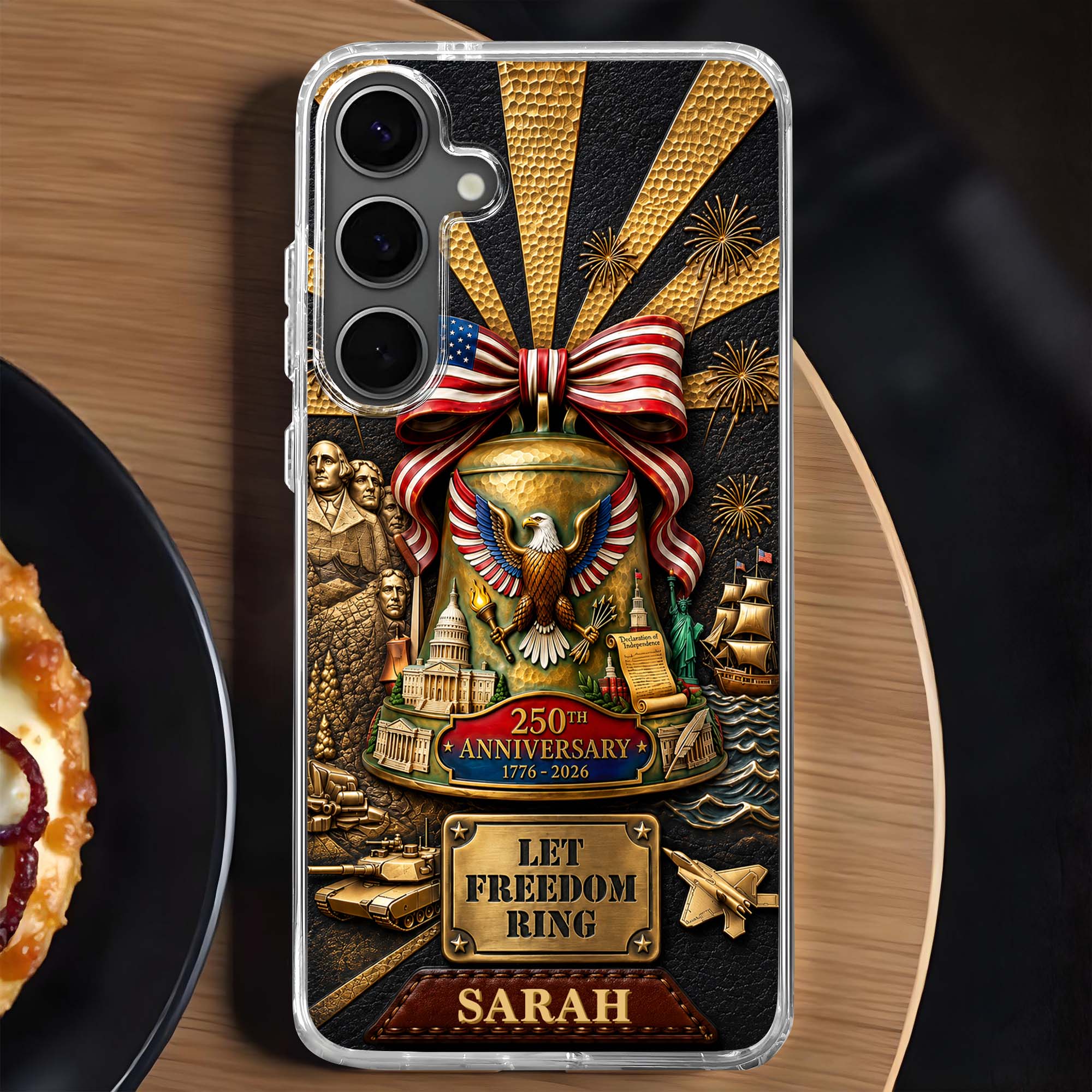 Personalized Clear Phone Case Custom Name USA Eagle Gift