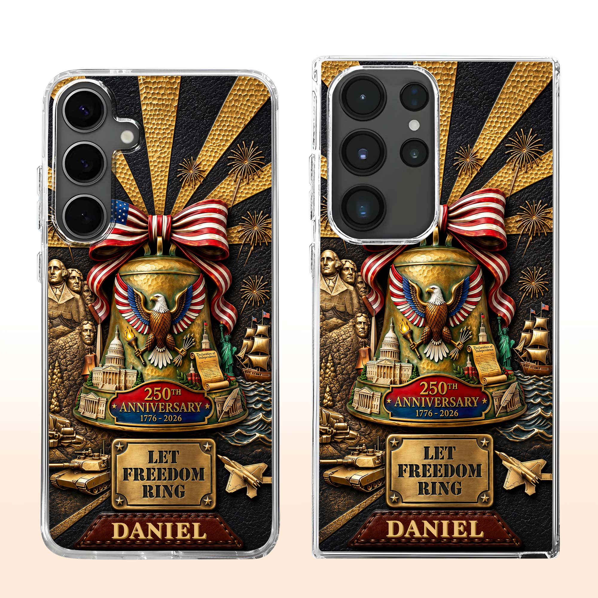 Personalized Clear Phone Case Custom Name USA Eagle Gift