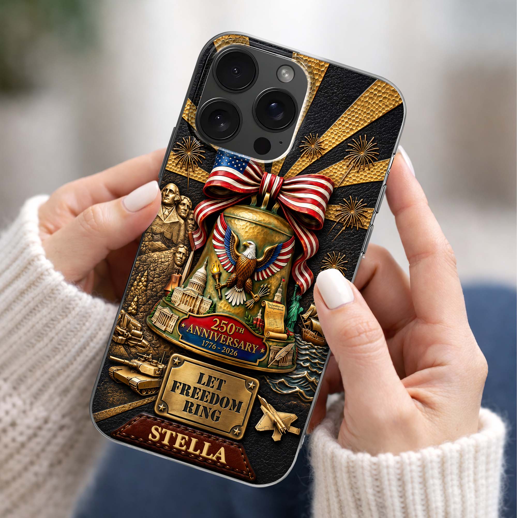 Personalized Clear Phone Case Custom Name USA Eagle Gift