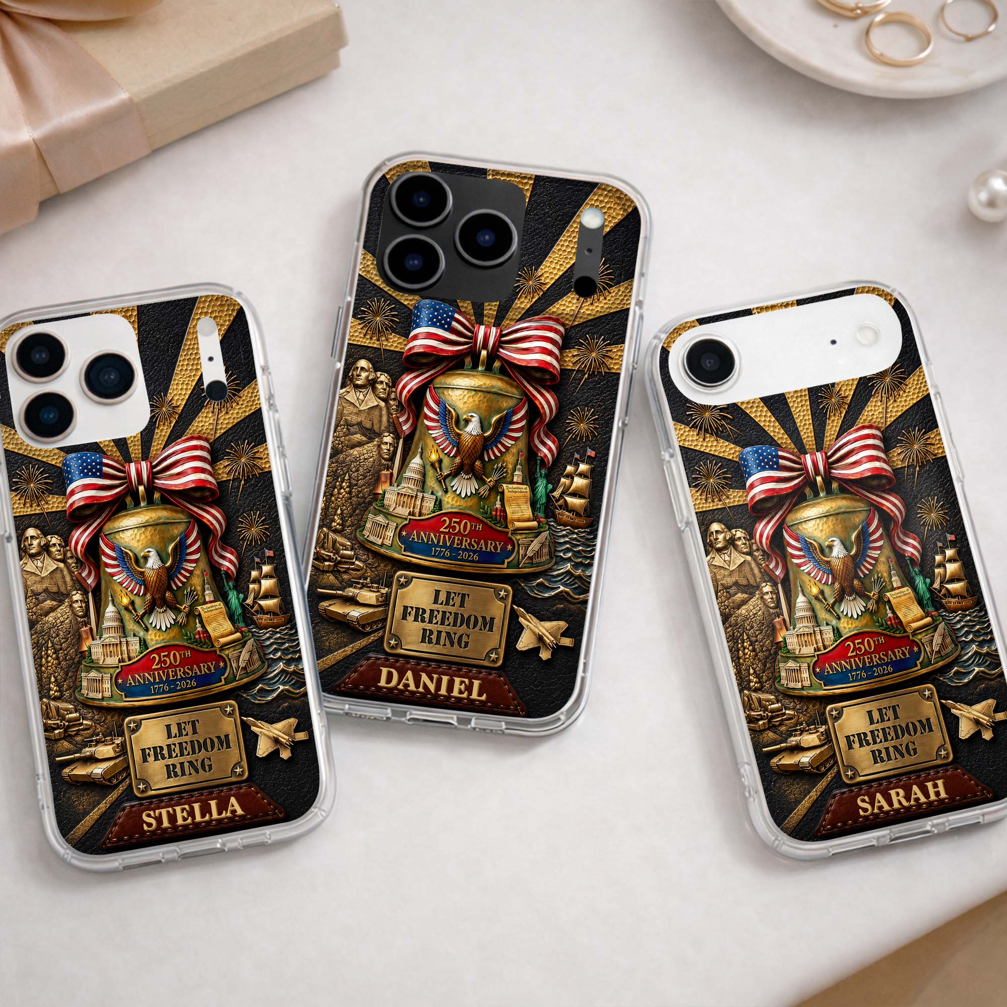 Personalized Clear Phone Case Custom Name USA Eagle Gift
