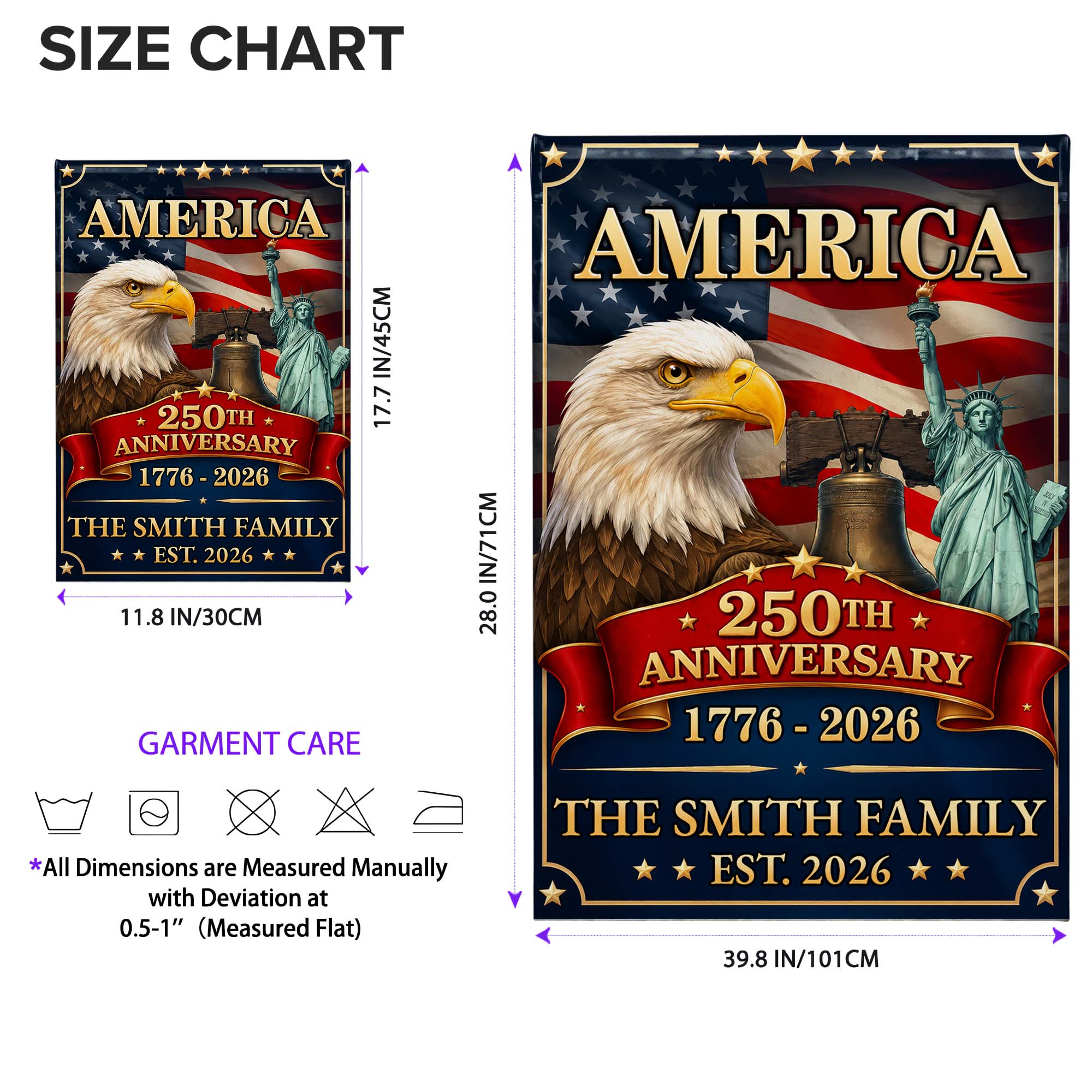 Personalized Double-Sided Garden Flag Custom Family Name Eagle for 4th of July