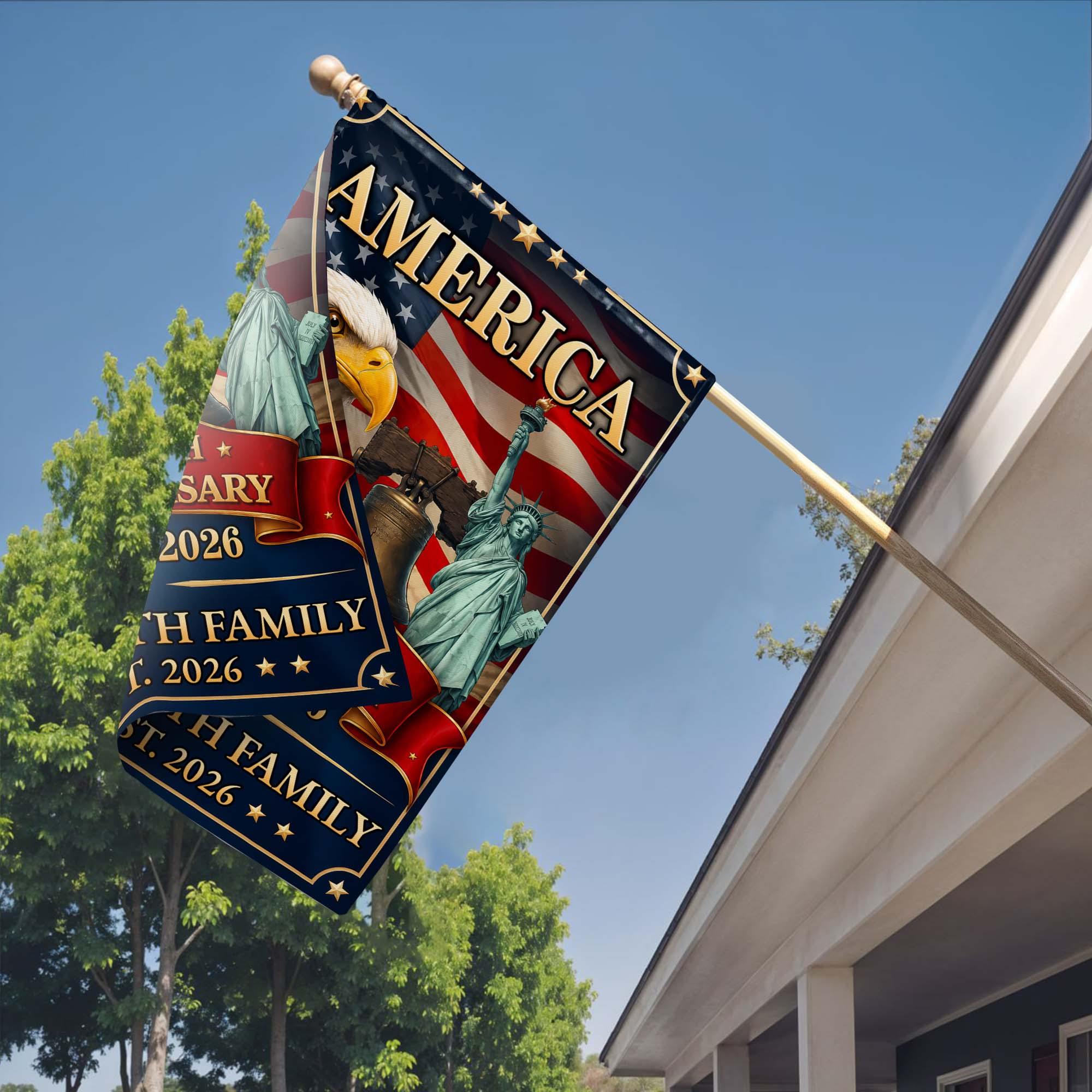 Personalized Double-Sided Garden Flag Custom Family Name Eagle for 4th of July