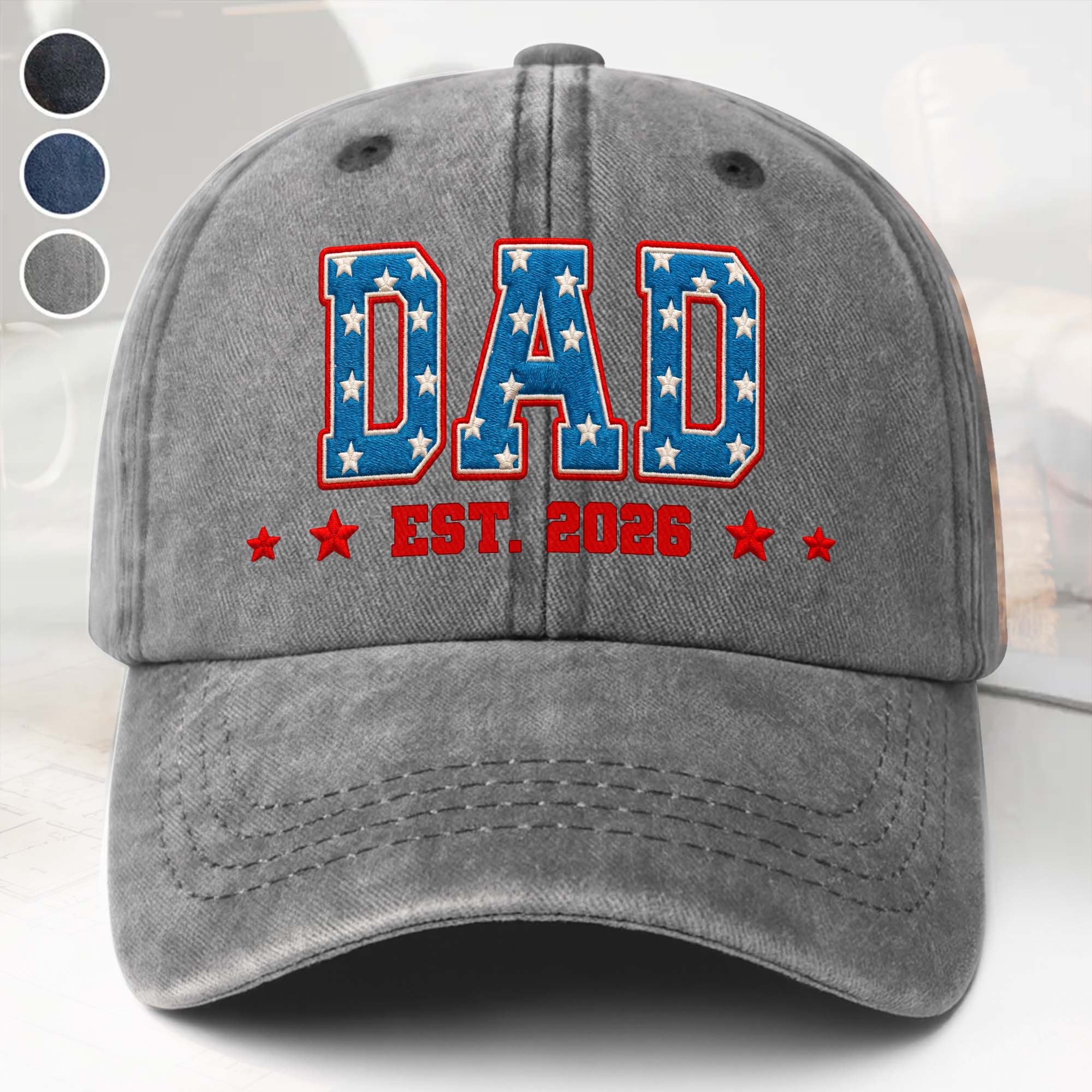 Personalized Denim Cap American Flag Design Gift for Dad