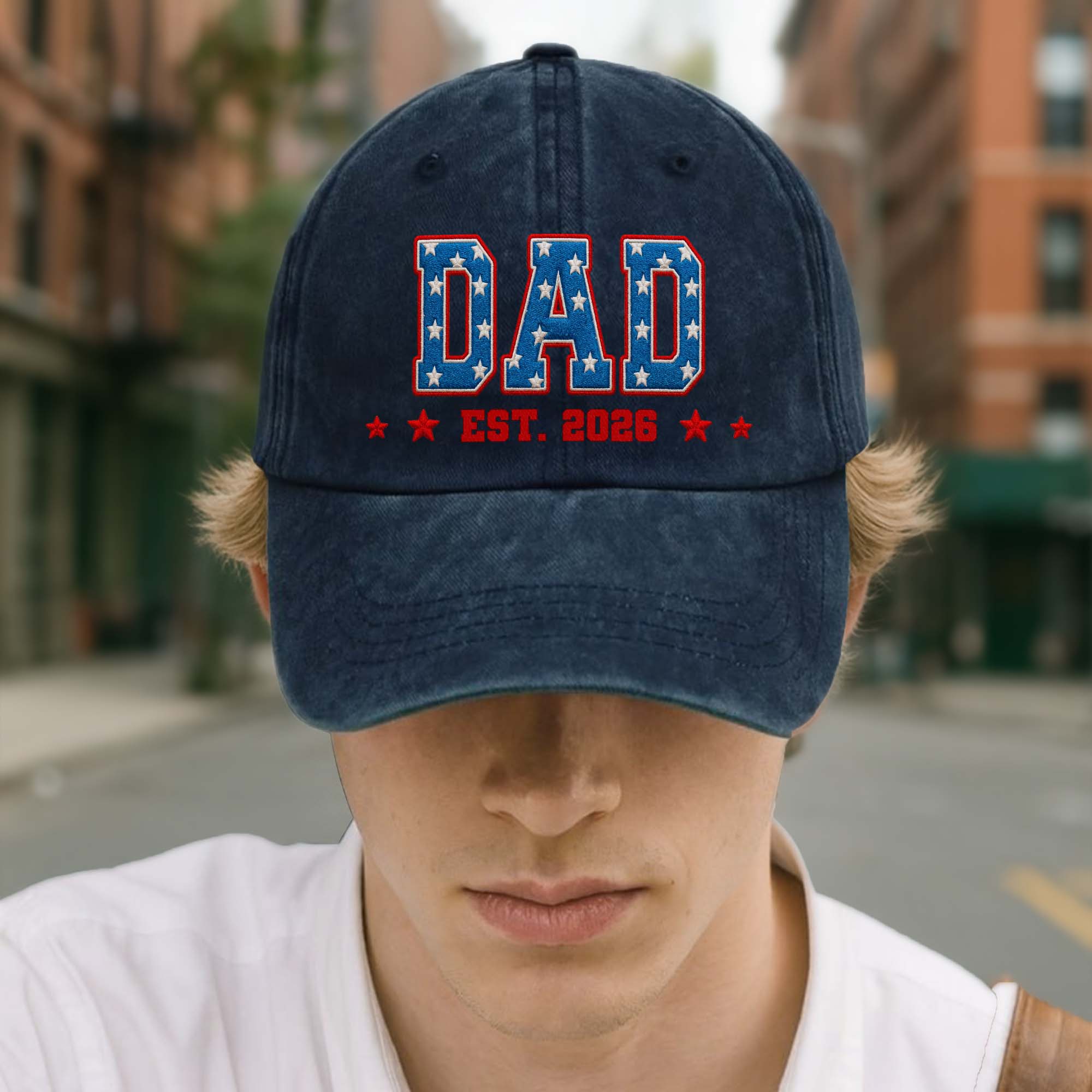 Personalized Denim Cap American Flag Design Gift for Dad