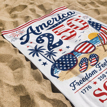 Load image into Gallery viewer, Personalized Microfiber Beach Towel Custom Name Patriotic Gift for 4th of July
