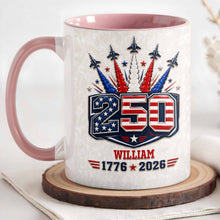 Load image into Gallery viewer, Personalized Ceramic Accent Mug Custom Name USA Independence Day Gift
