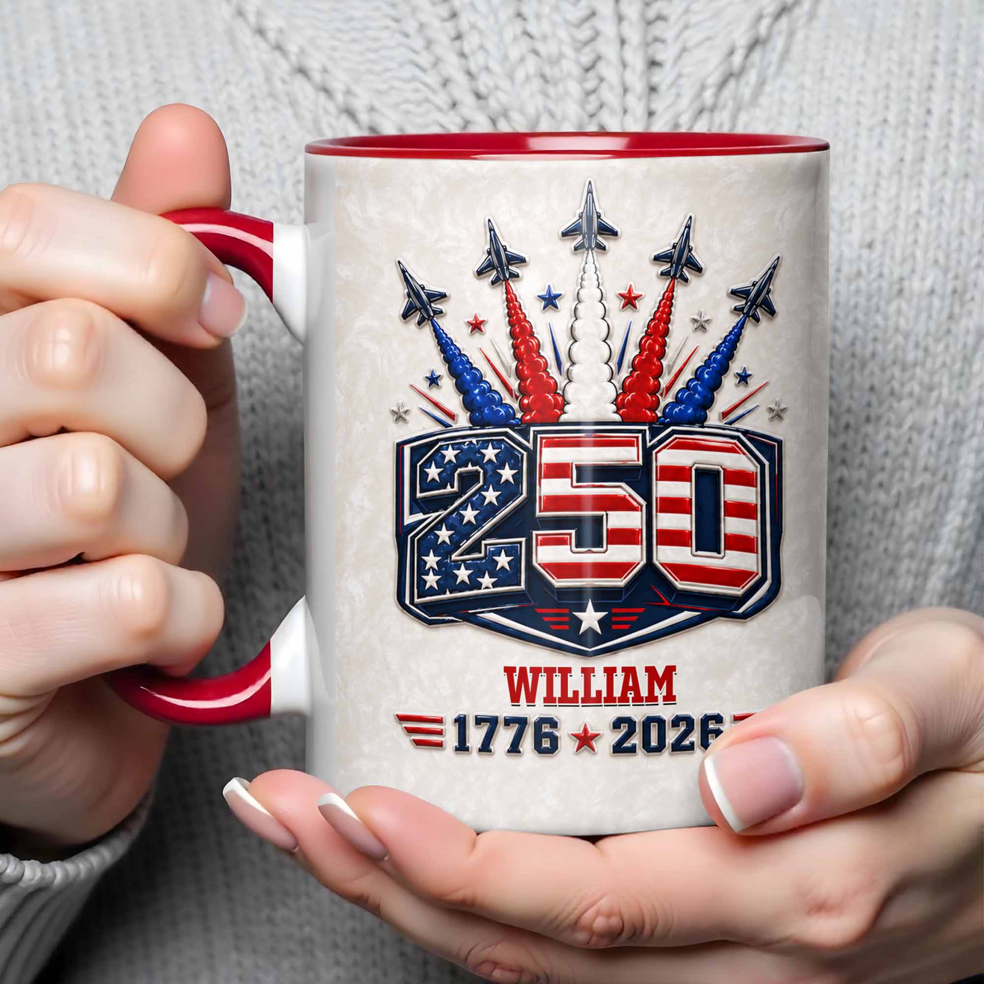 Personalized Ceramic Accent Mug Custom Name USA Independence Day Gift