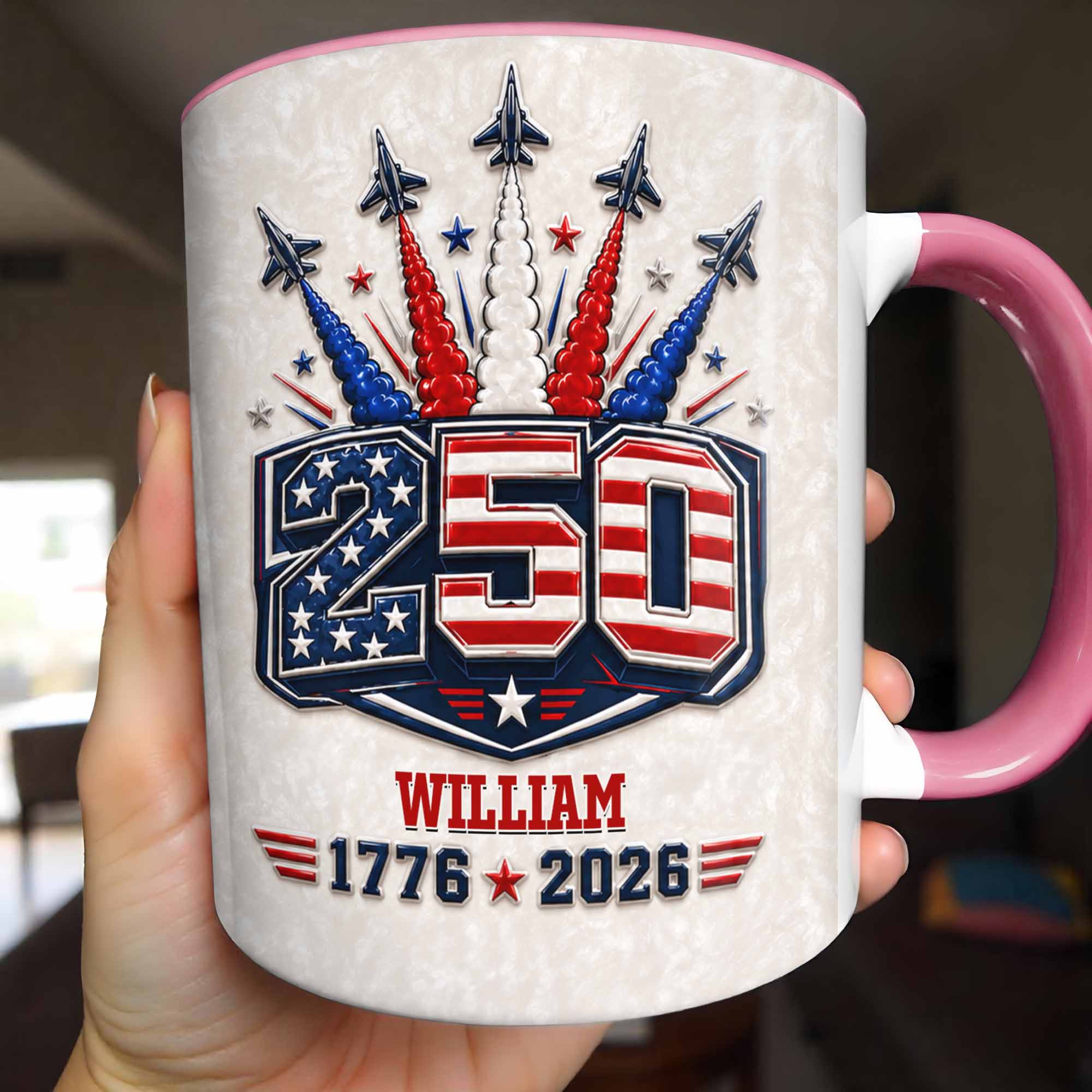 Personalized Ceramic Accent Mug Custom Name USA Independence Day Gift