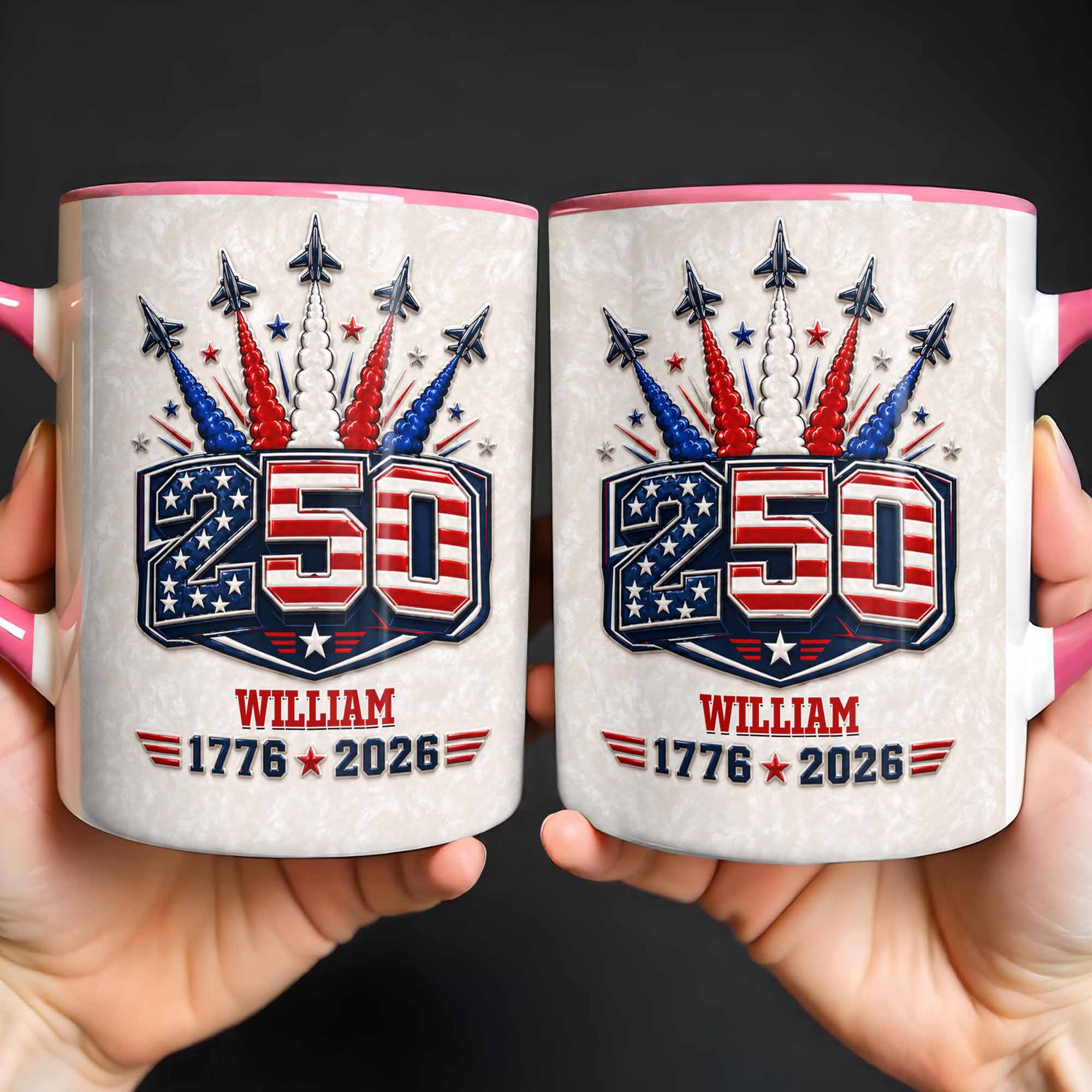 Personalized Ceramic Accent Mug Custom Name USA Independence Day Gift