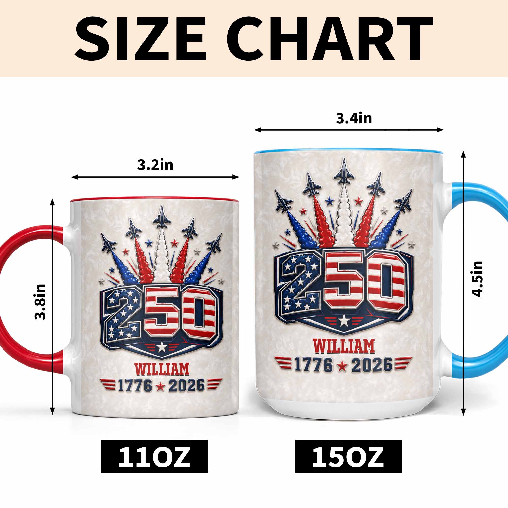 Personalized Ceramic Accent Mug Custom Name USA Independence Day Gift