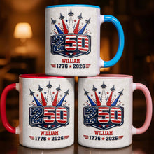 Load image into Gallery viewer, Personalized Ceramic Accent Mug Custom Name USA Independence Day Gift
