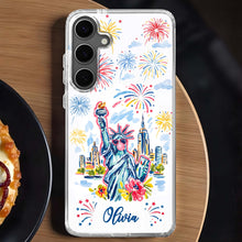 Load image into Gallery viewer, Personalized Clear Phone Case Independence Day Gift with Fireworks
